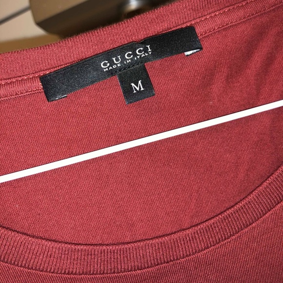 Gucci logoT shirt Size M red bordeau 100% Authentic - Picture 3 of 10